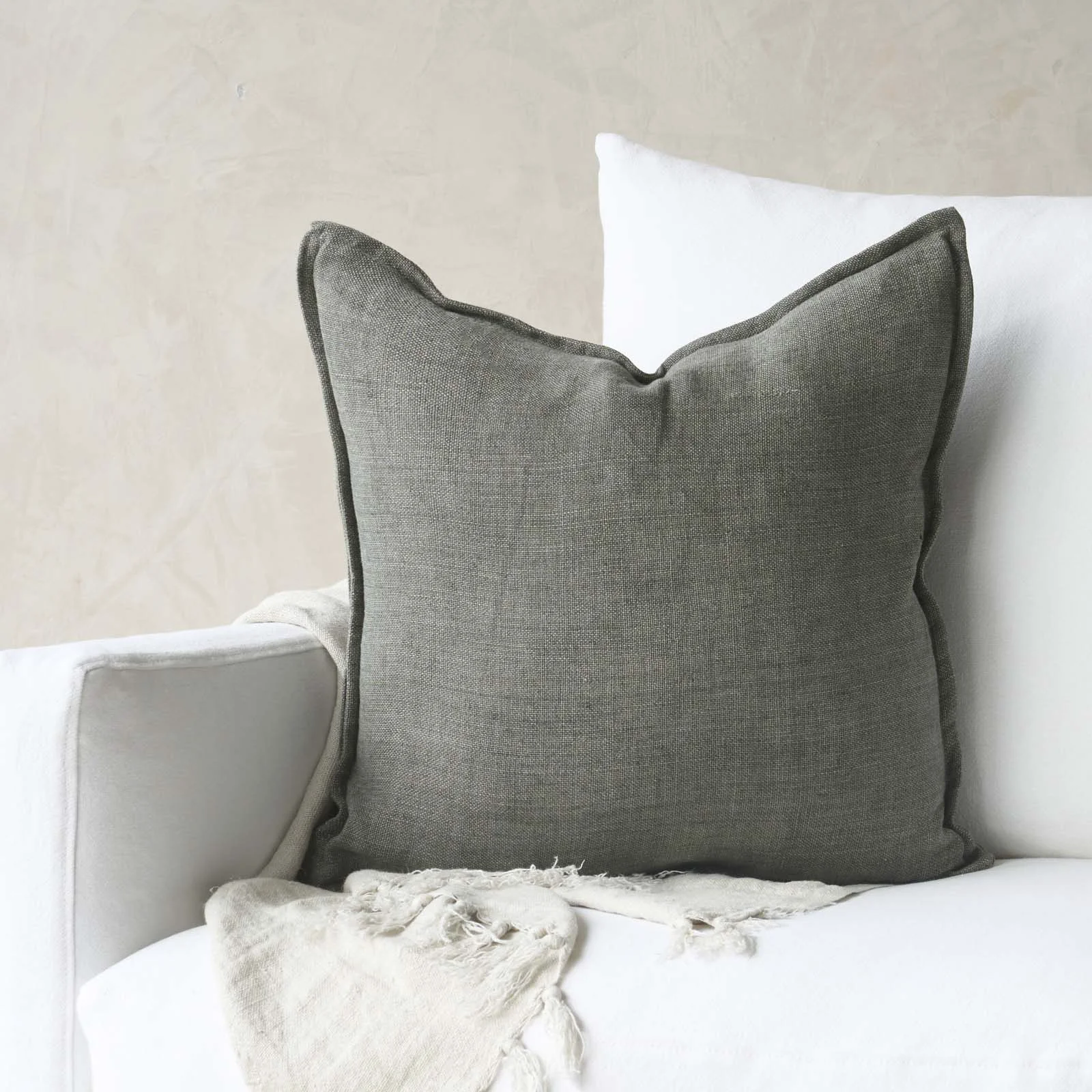 Selected Flaxmill Cushion Sage 50 x 50cm Environmentally Friendly