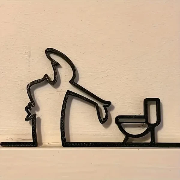 Soft Modern Metal Bathroom Corner Art Sign Smart