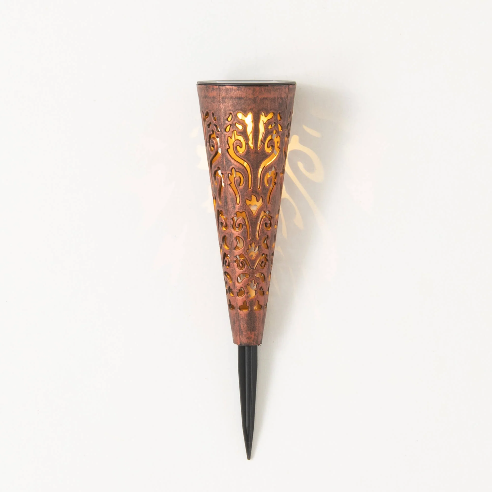 Contemporary Patterned Solar Yard Stake Light Copper World-Class