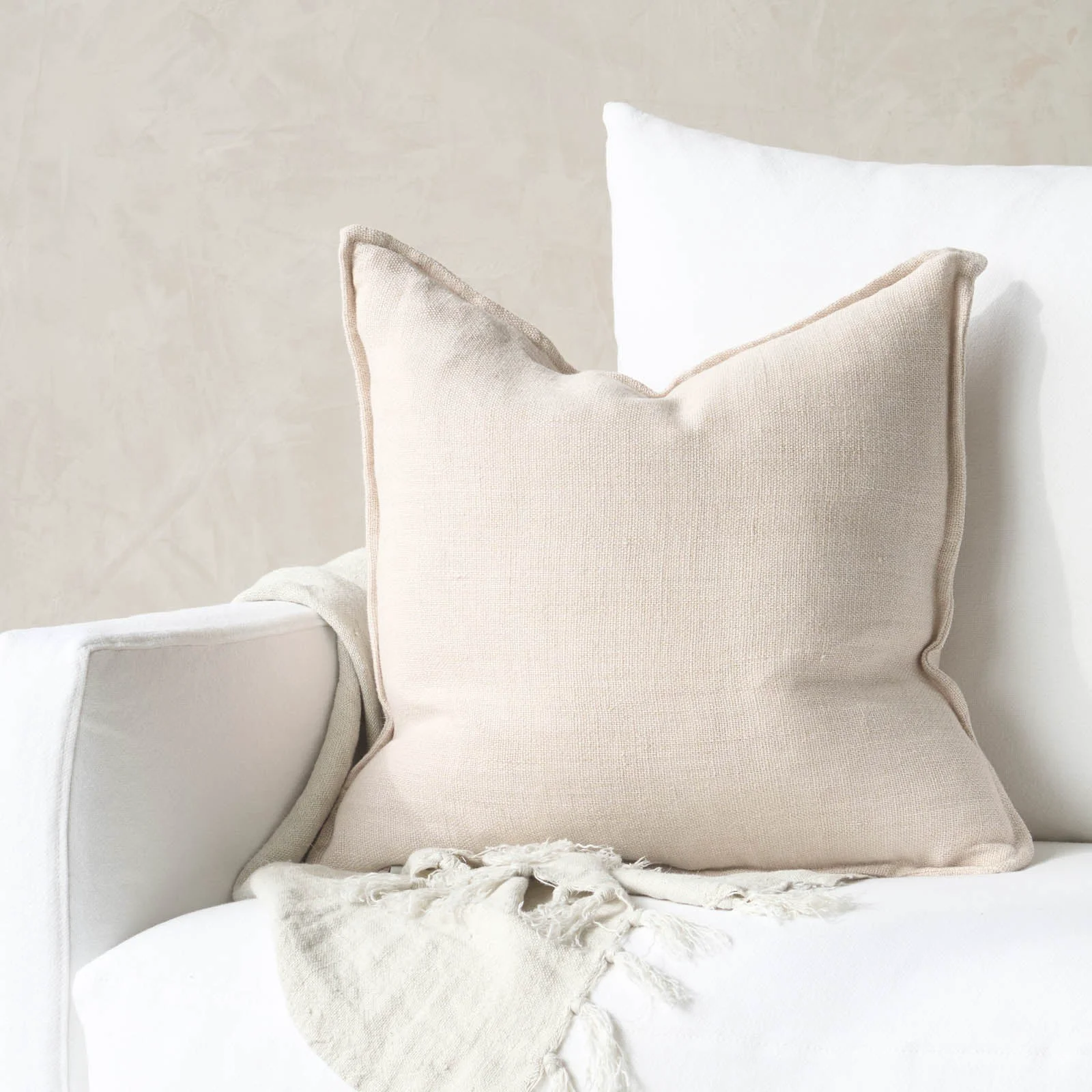 Modern Flaxmill Cushion Nude 50 x 50cm Excellent