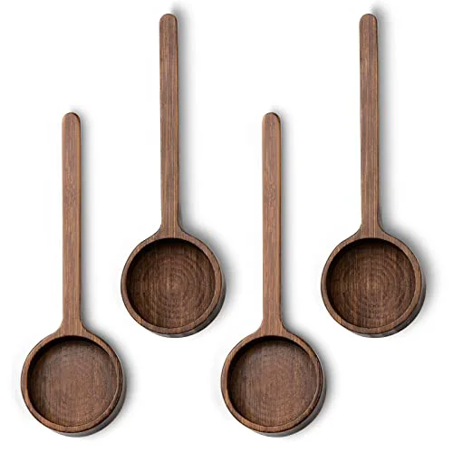 High-Quality Wooden Coffee Scoop Small Long Handle Measuring Scoop for Jars and Containers 4 Count Functional