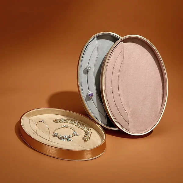 Official Oval Metal Velvet Jewelry Organizer Tray Durable
