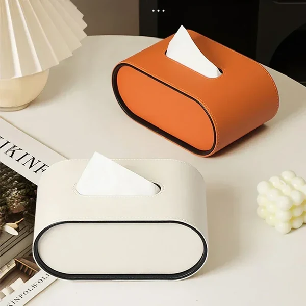 Exceptional Light Luxury Oval Leather Tissue Box Cover Selected