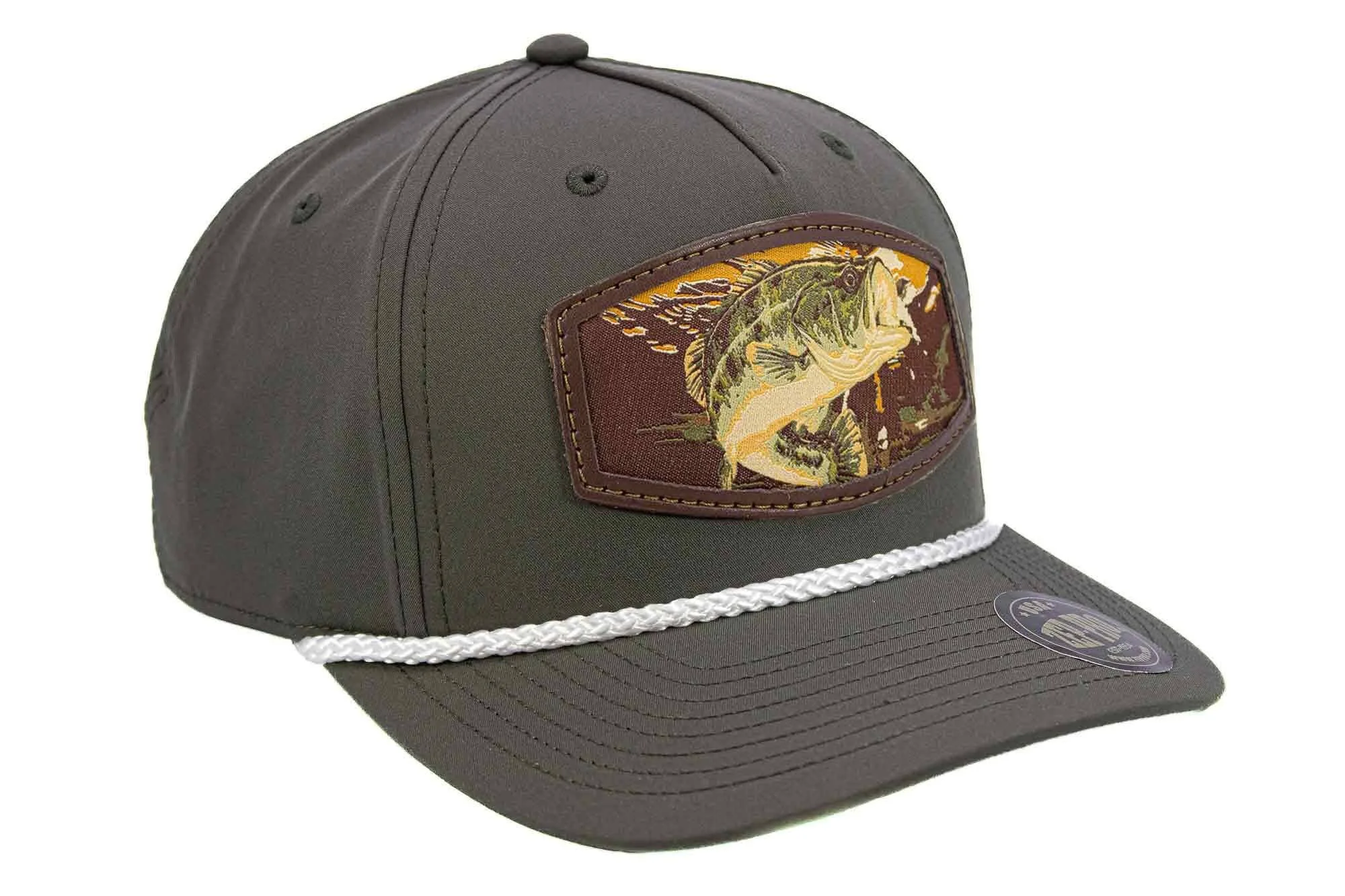 Organic Bass Woven Patch Rope Hat. Flexible