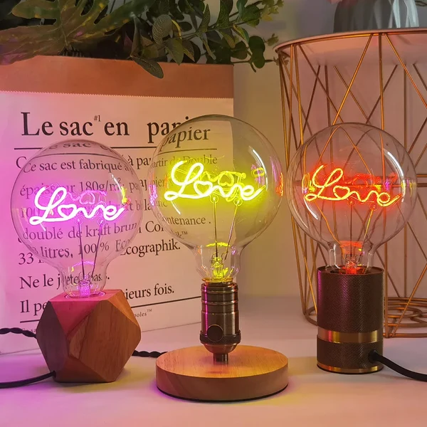 Long-Lasting LOVE Neon Letter Edison Bulb Functional