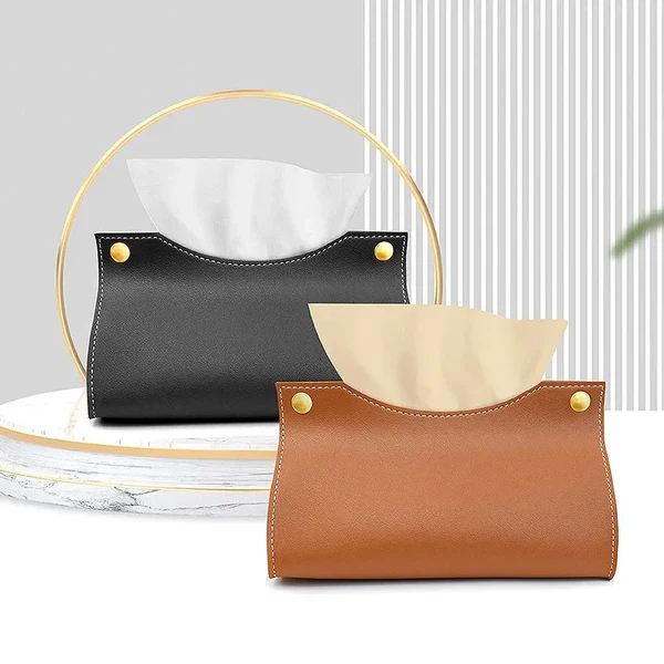 Artisan Premium PU Leather Tissue Box Holder for Home Car Office Pure