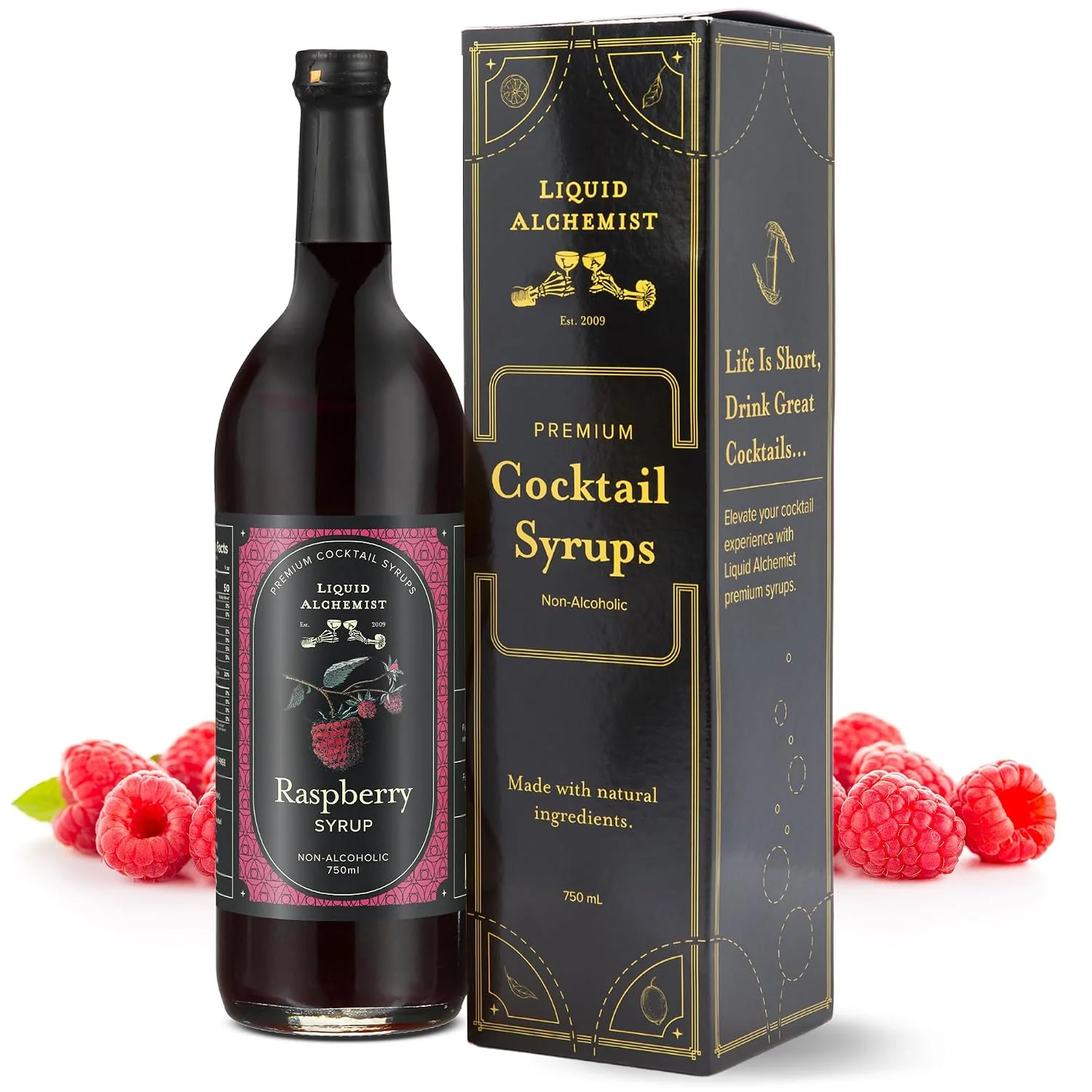 Minimalist Liquid Alchemist Raspberry Syrup for Cocktails Ingredients Make our Raspberry Syrup for Drinks a great Margarita Mix Small Batch Non-GMO amp Vegan 25.4 oz Drink Mixer Pack of 1 Secure