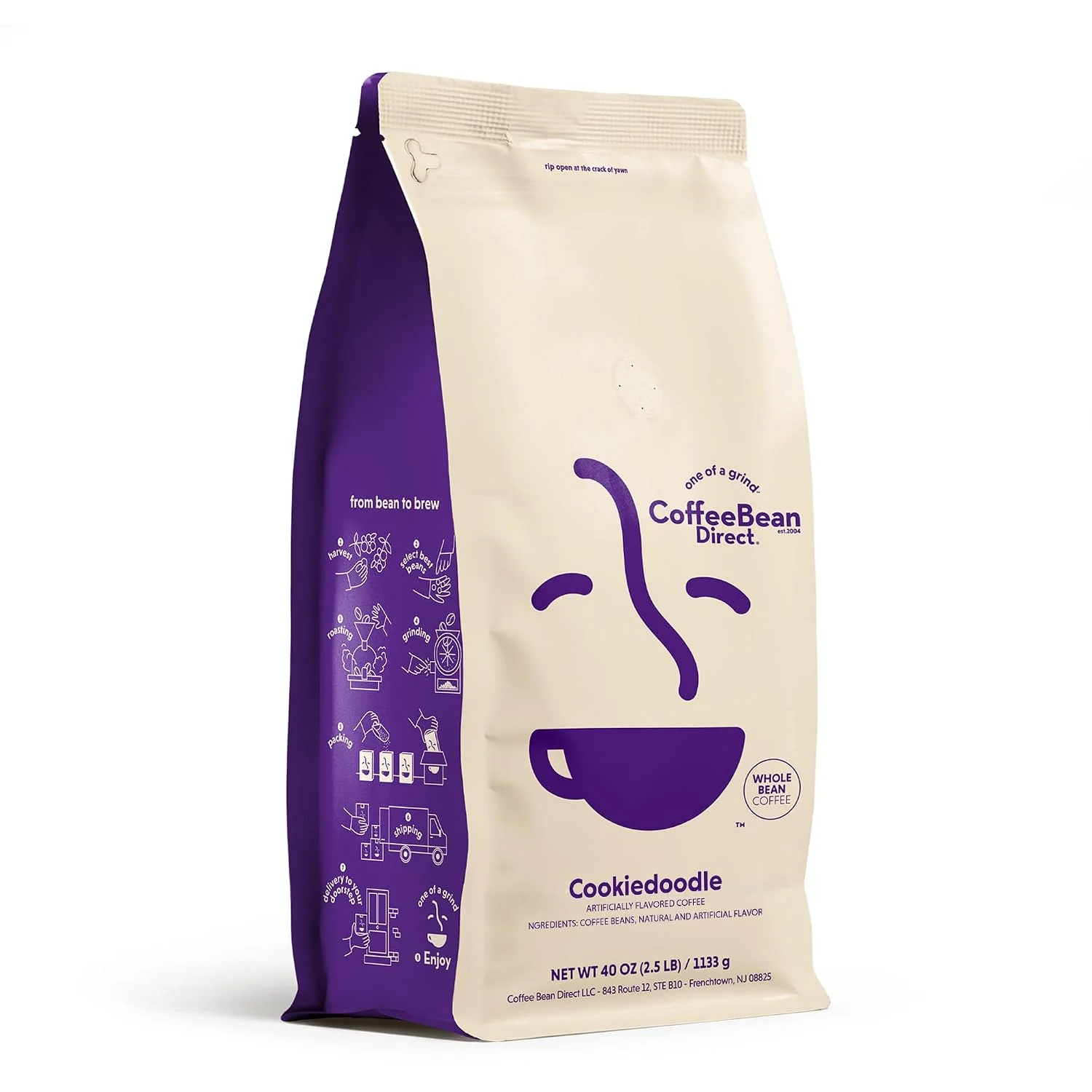 Quality Coffee Bean Direct Cookiedoodle Flavored Whole Bean 2.5lb Bag Light Roast Chocolate Hazlenut Cinnamon Flavored Coffee Beans Reliable