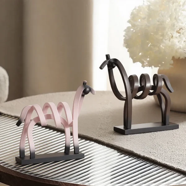 Original Design Abstract Hollow Line Horse Resin Sculpture Detailed