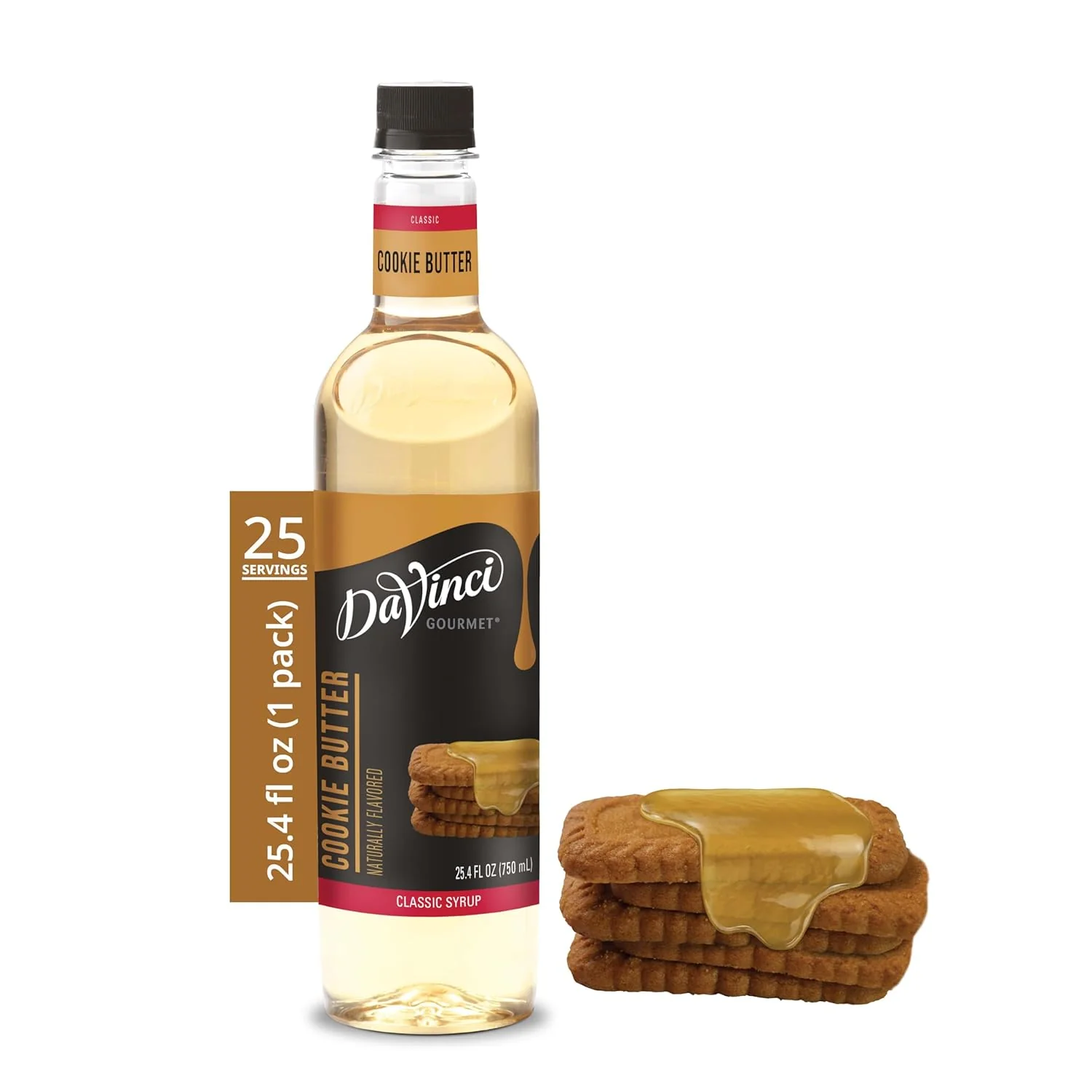Solid DaVinci Gourmet Cookie Butter Syrup 25.4 Fluid Ounces Convenient