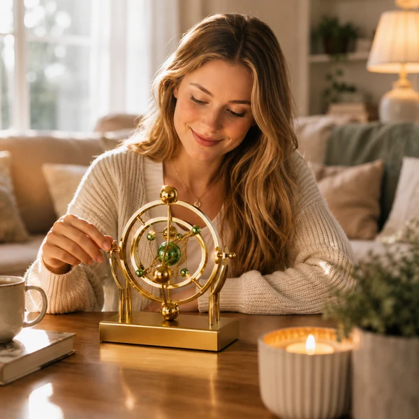 Elite Kinetic Art Desk Decor – Celestial Orbit Perpetual Motion Pendulum Unique