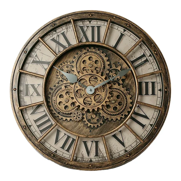 Recyclable Oversized Industrial Moving Gear Roman Numeral Wall Clock Responsible