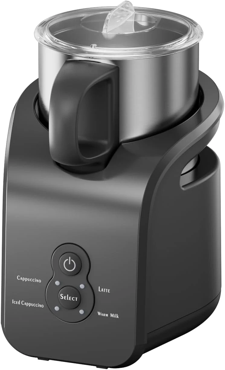 Carefully Designed Milk Frother – Electric Steamer 4-in-1 Automatic Warm and Cold Cappuccino Foam Maker 12.5oz Milk Warmer for Latte Macchiato Stainless Steel First-Class
