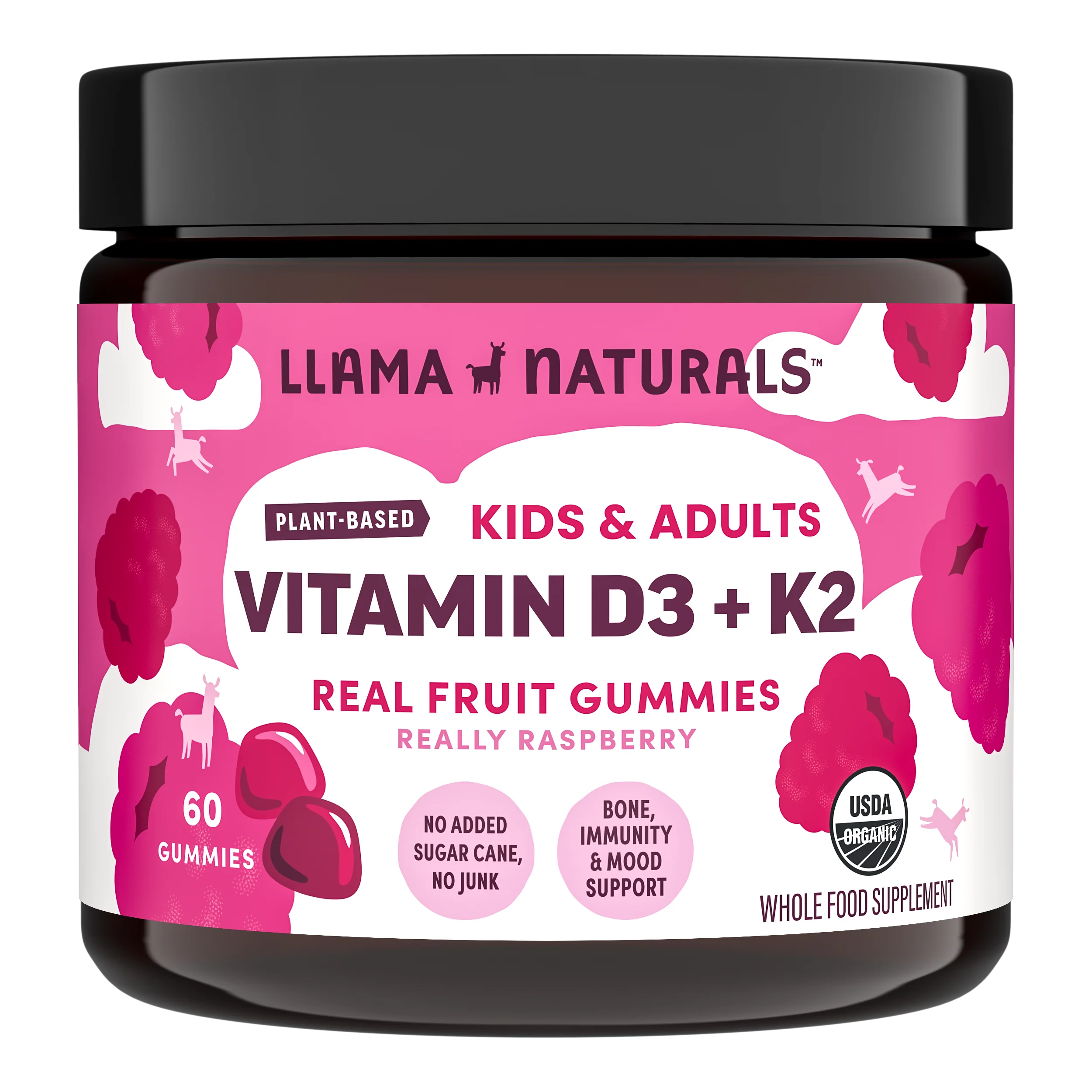 Solid Llama Naturals Organic Kids Adults Vitamin D3 K2 Gummies Convenient