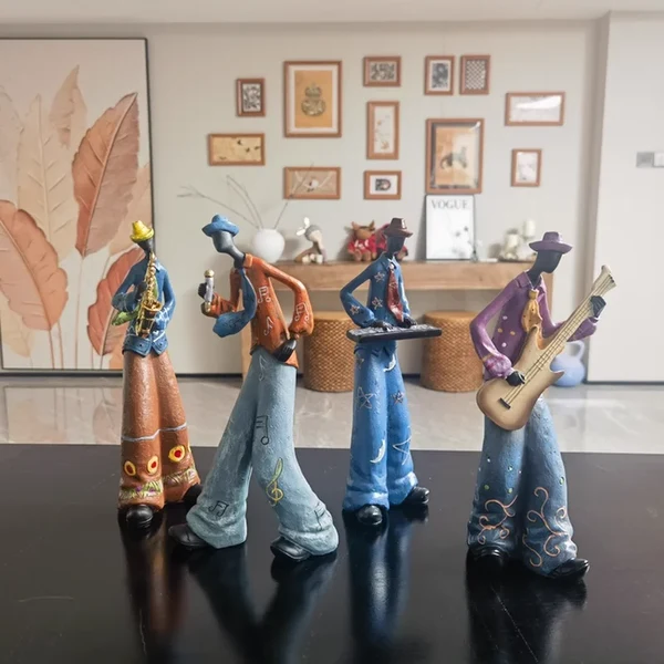 Versatile Retro Bookshelf Band Figurines – Cute Cartoon Home Decor Gifts Classic