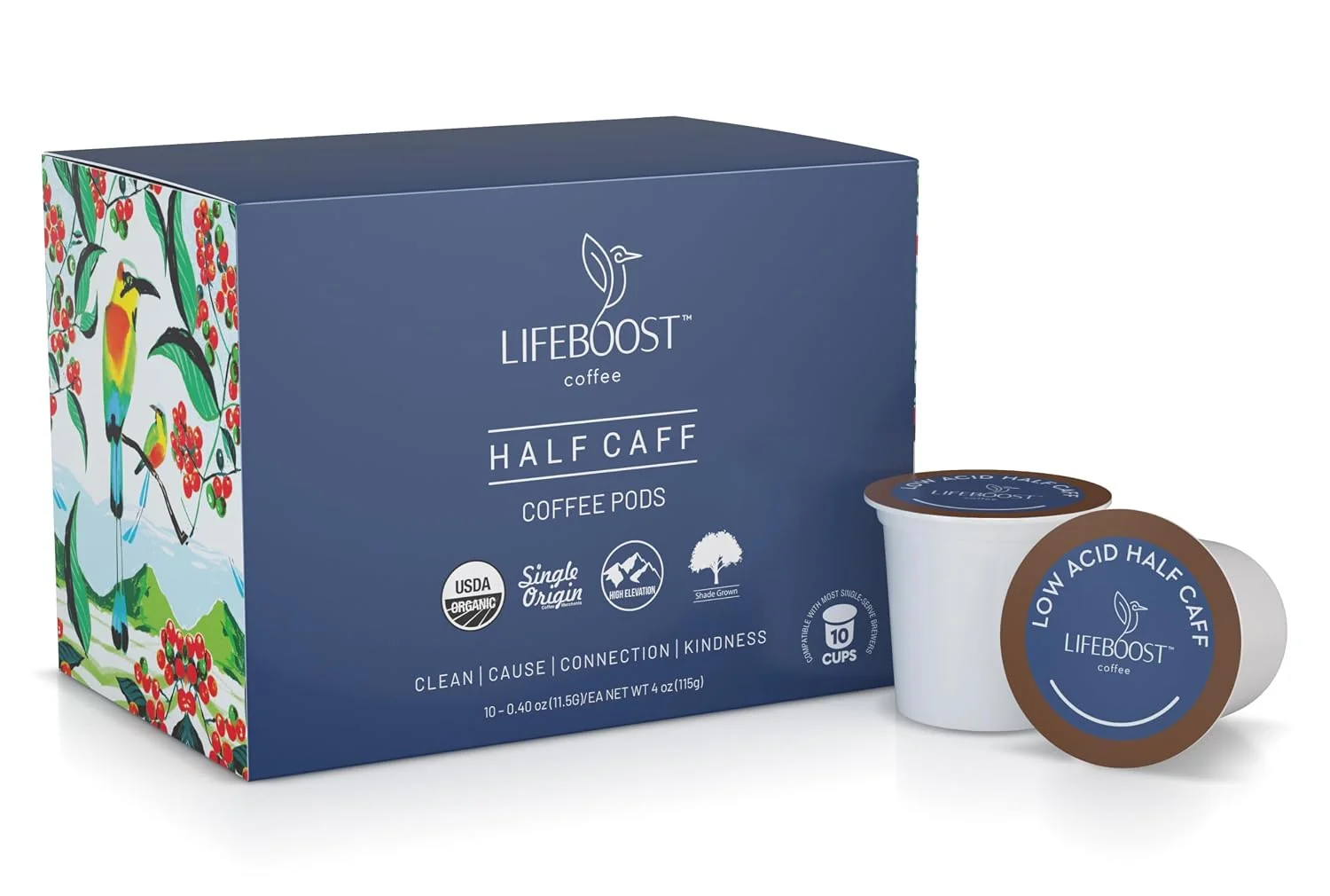 Flexible Lifeboost Half Caff Coffee K Cups – Low Acid Half Caff Coffee Pods – Non-GMO Mold Pods Compatible with Keurig amp Keurig 2 – Third Party Tested for Mycotoxins and Pesticides – 10 Count Excellent