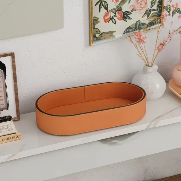 Fine PU Leather Valet Tray for Entryway Jewelry and Desk Organization User-Friendly
