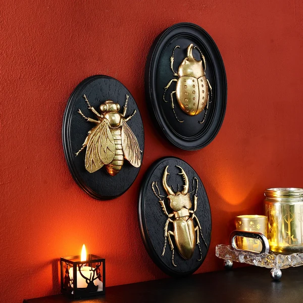 Original Design Golden Beetle Resin Wall Decor- Insect Themed Accent Outstanding