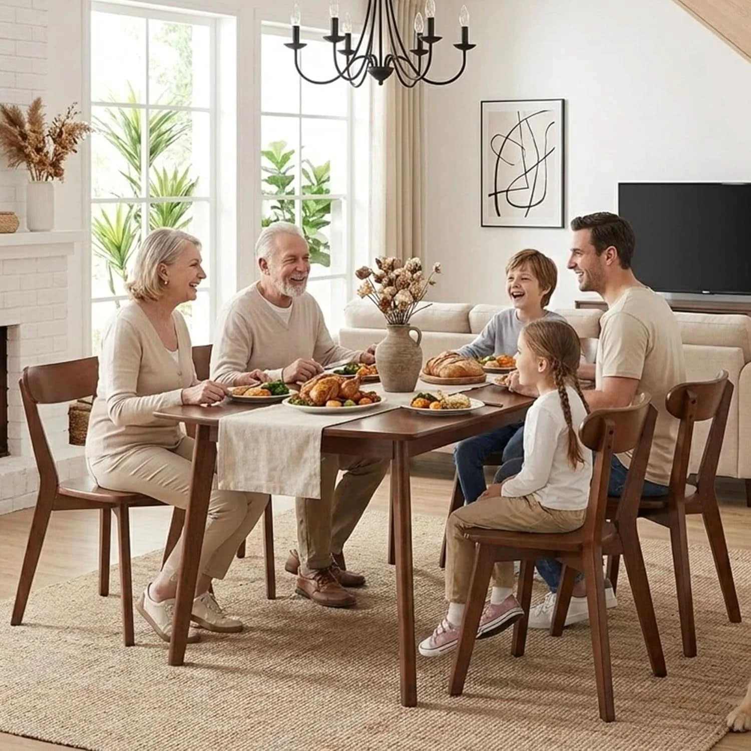 Outstanding Walnut Solid Wood Farmhouse Dining Chairs Collection Original Design