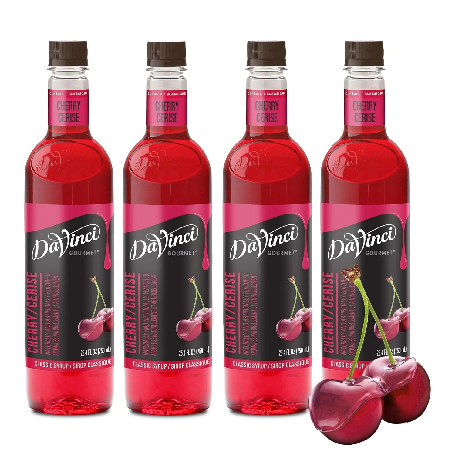 High-End DaVinci Gourmet Classic Cherry Syrup 25.4 Fluid Ounces Pack of 4 Enhanced