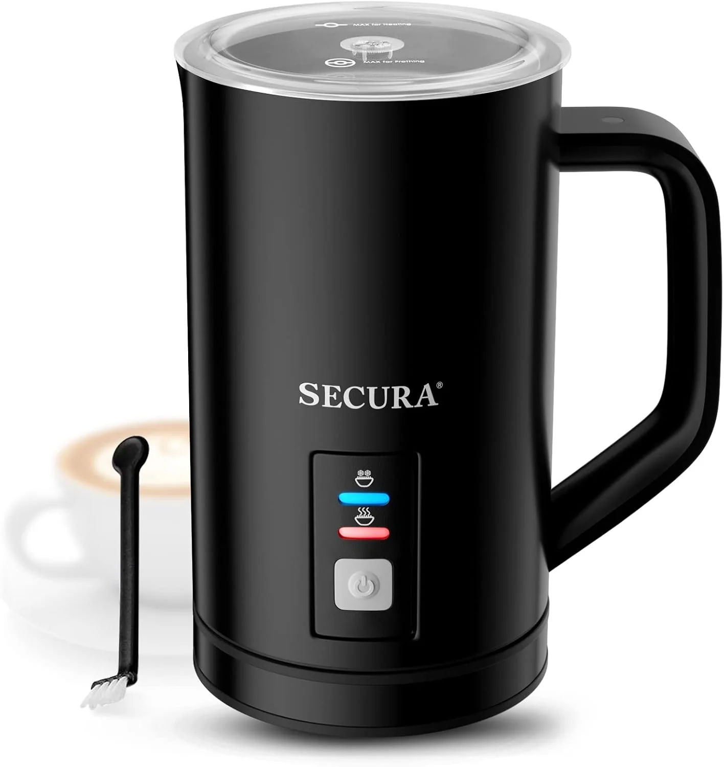 Versatile Secura Milk Frother 8.4oz Automatic Hot Cold Foam Maker Black Easy-to-Use