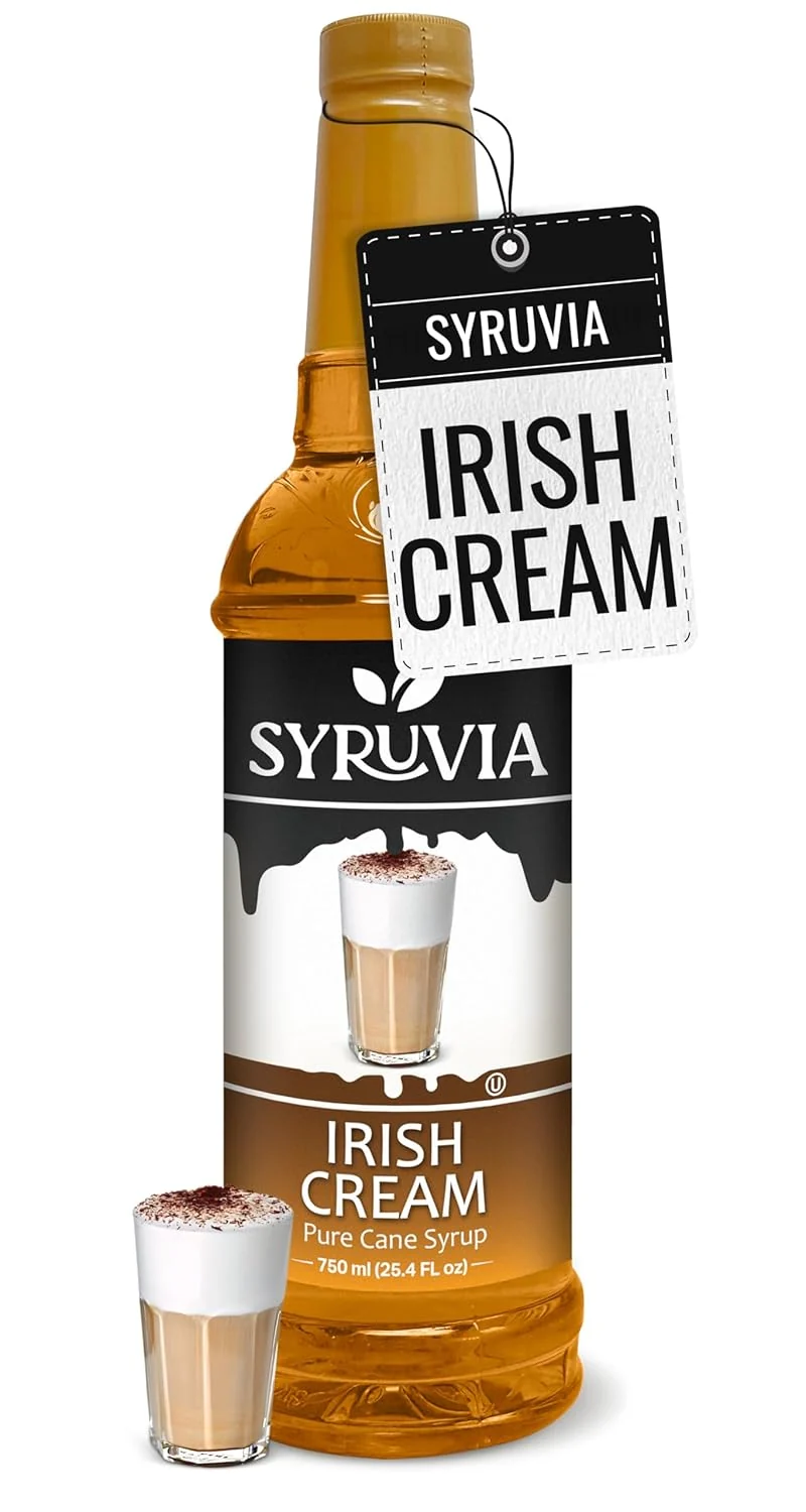 Advanced Syruvia Irish Cream Syrup for Coffee – 25.4 fl oz. Kosher and Gluten-. for Enhancing Drinks Sodas Shakes Desserts and More. Artisan