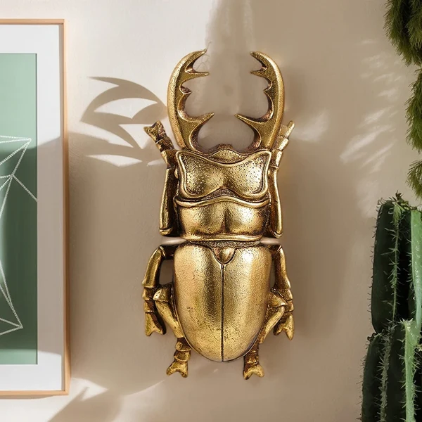 Quality Golden Beetle Wall Ornaments with Antler-Inspired Detail Trusted