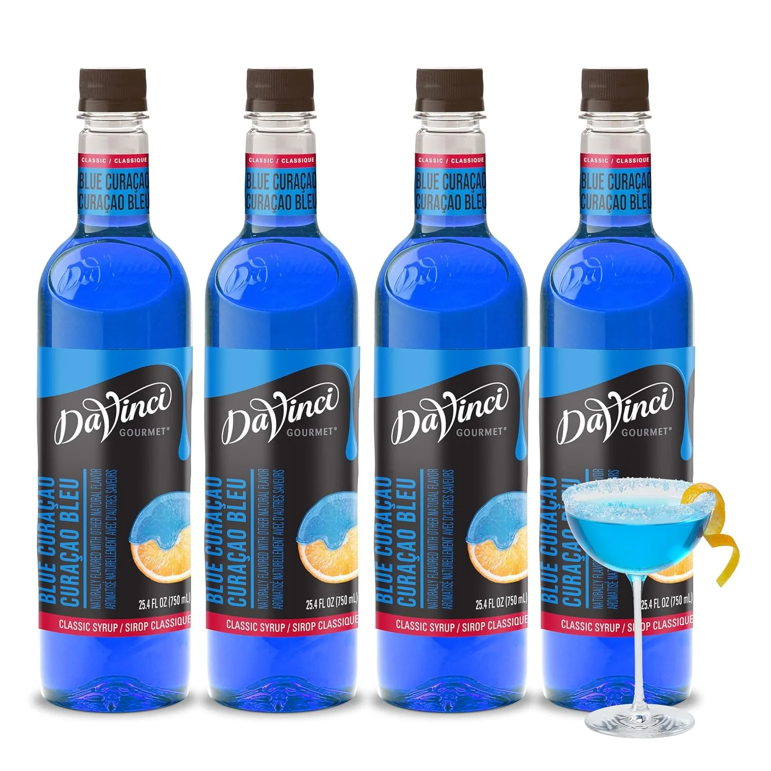 Efficient DaVinci Gourmet Classic Blue Curacao Syrup 25.4 Fluid Ounces Pack of 4 High-Grade