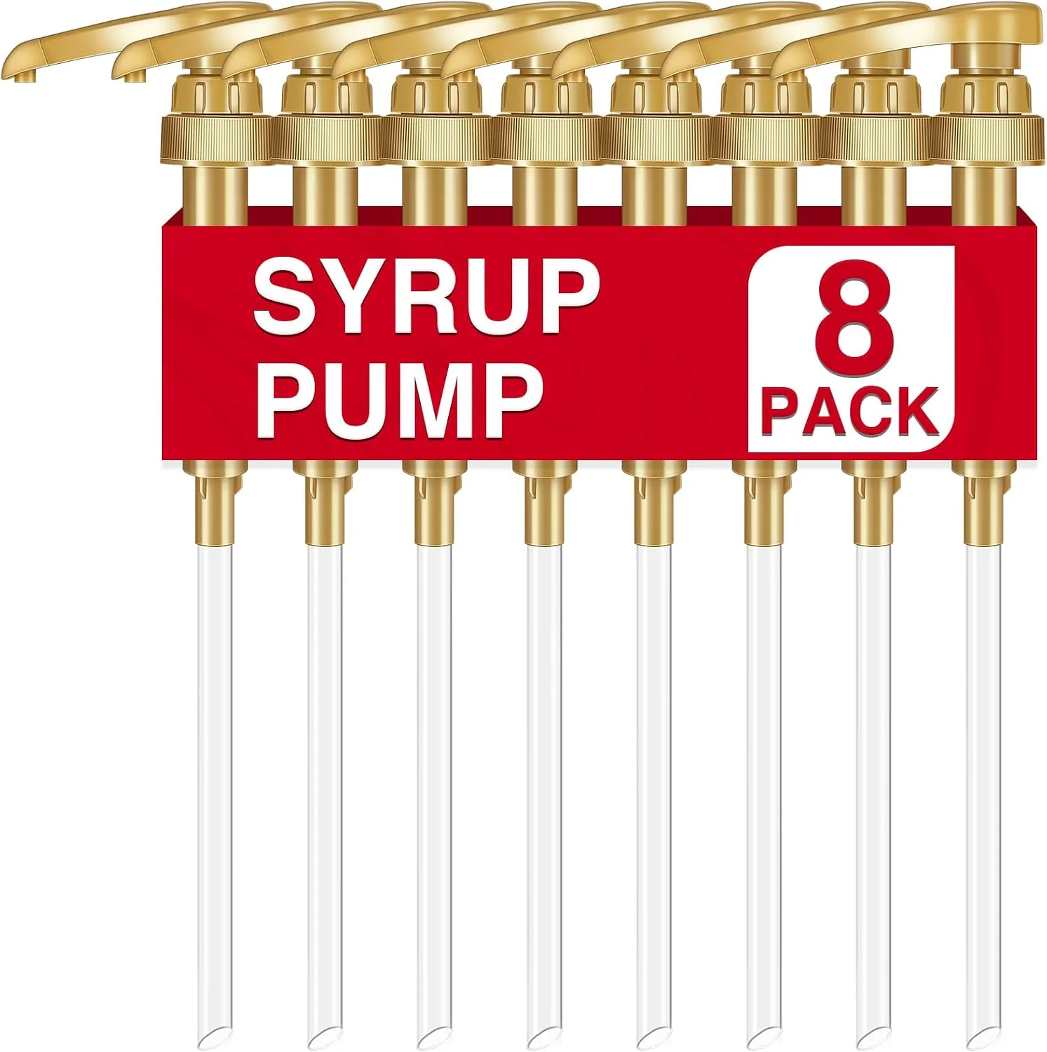Stylish VOISEN Coffee Syrup Pump 8 Pack Gold Syrup Pump High-Quality