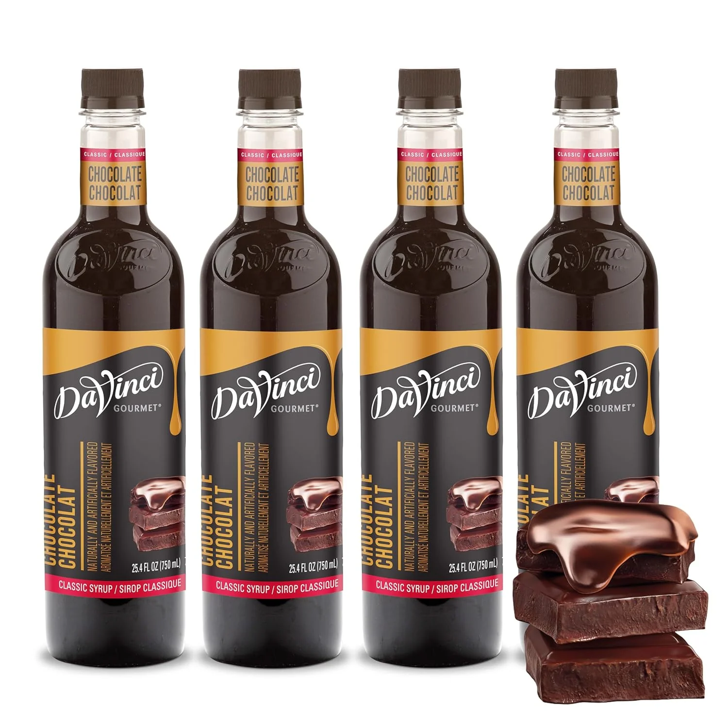 Sustainable DaVinci Gourmet Classic Chocolate Syrup 25.4 Fluid Ounces Pack of 4 Traditional