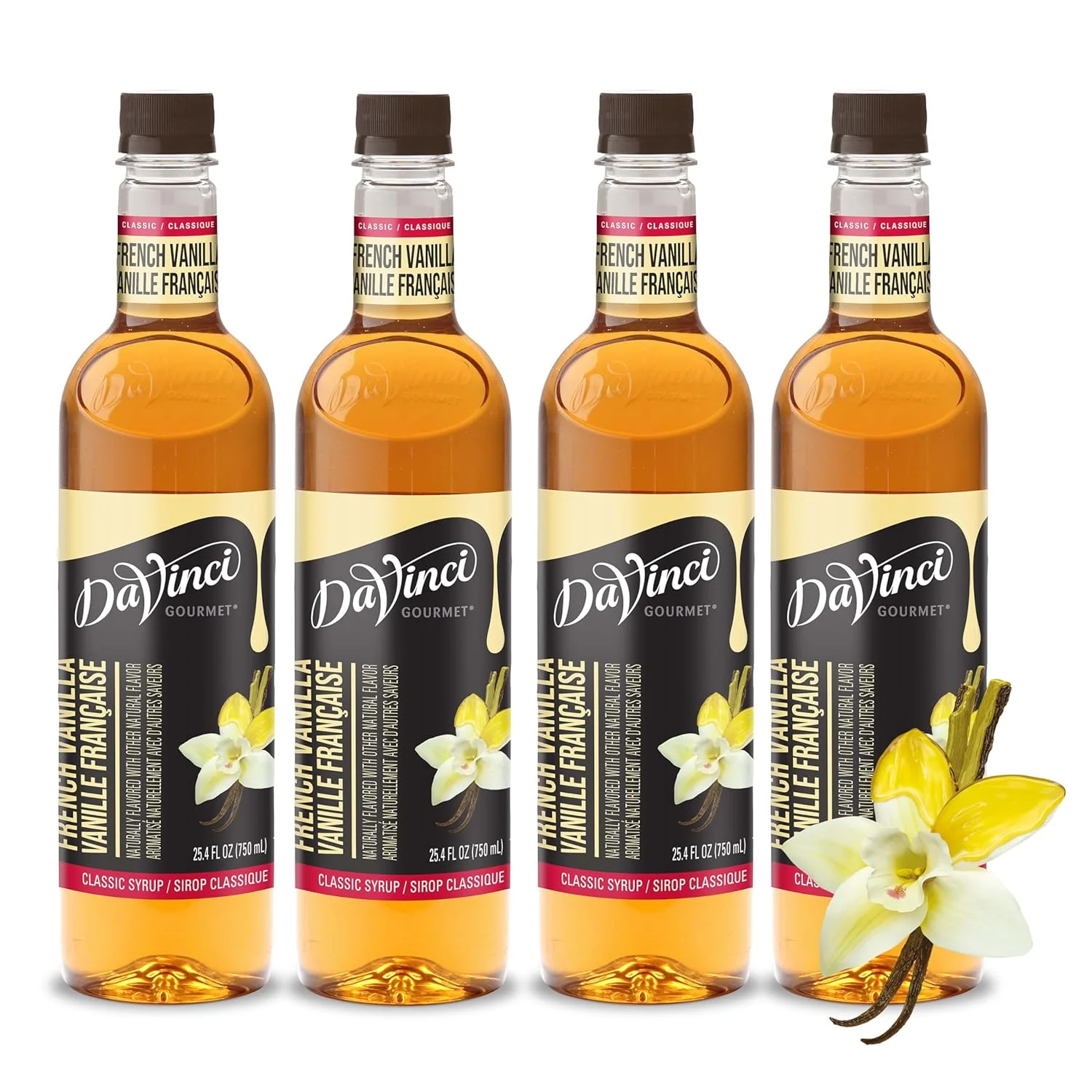 High-Grade DaVinci Gourmet Classic French Vanilla Syrup 25.4 Fluid Ounces Pack of 4 Premium