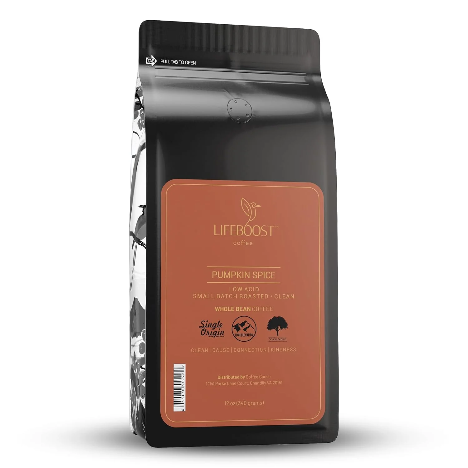 Professional Lifeboost Pumpkin Spice Coffee Whole Bean – Organic Low Acid Non-GMO – Cozy Fall Time Blend – Single Origin Medium Roast Mycotoxin- Flavored Coffee 12 oz World-Class