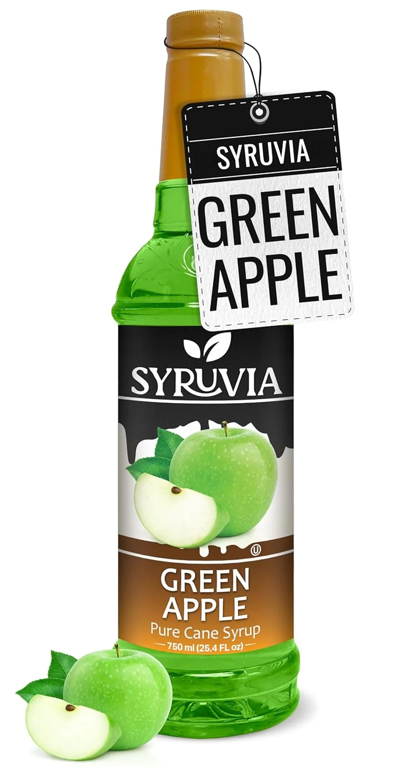 Fine Crafted Syruvia Green Apple Syrup – Premium Flavoring Syrup for Tea Italian Sodas Beverages Desserts Ice Cream Cocktails Mocktails – Kosher Traditional
