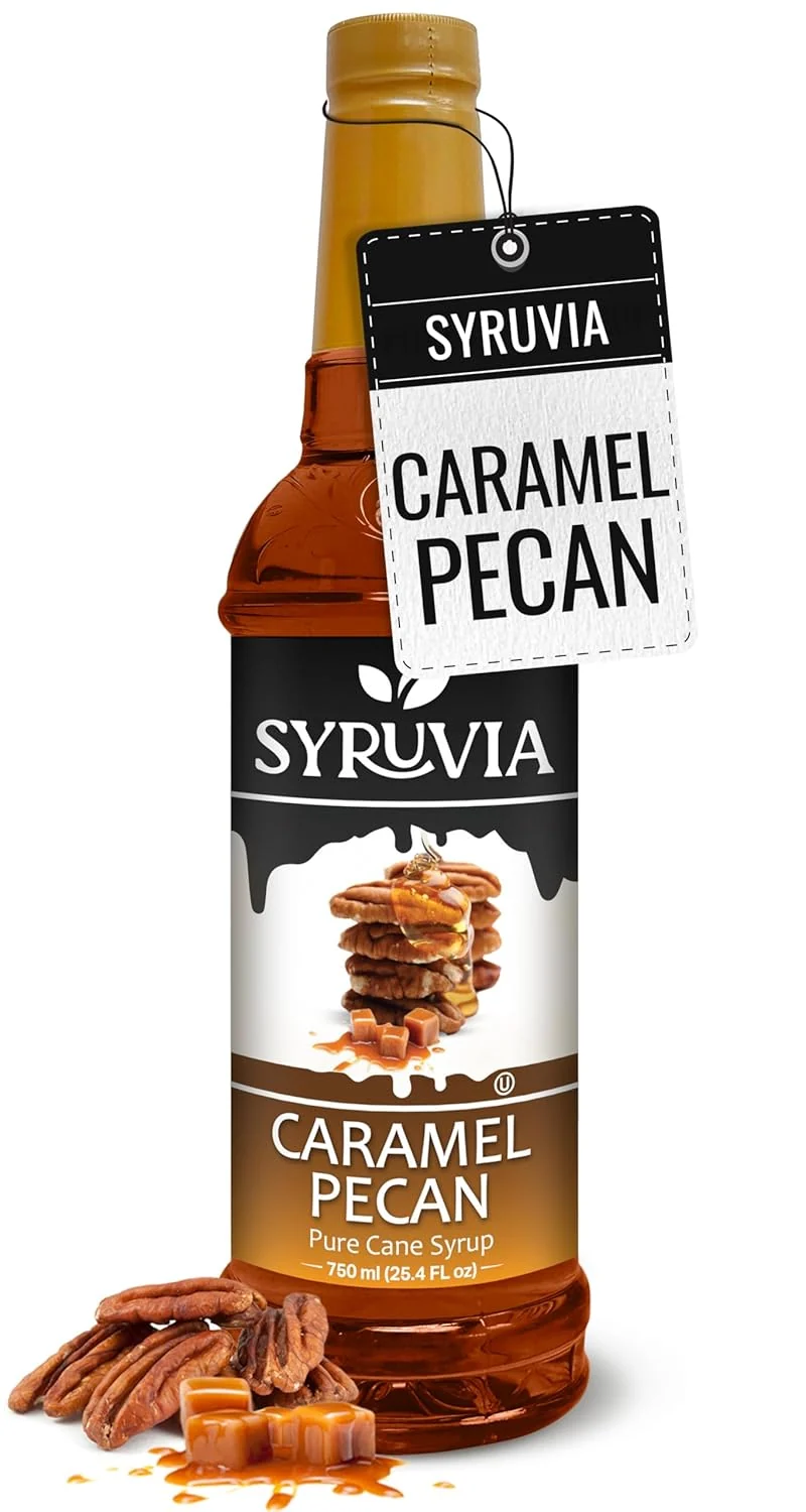Proven Syruvia Caramel Pecan Coffee Syrup – 25.4 fl oz. Kosher and Gluten-. I for Enhancing Drinks Sodas Shakes Desserts and More. Fashionable