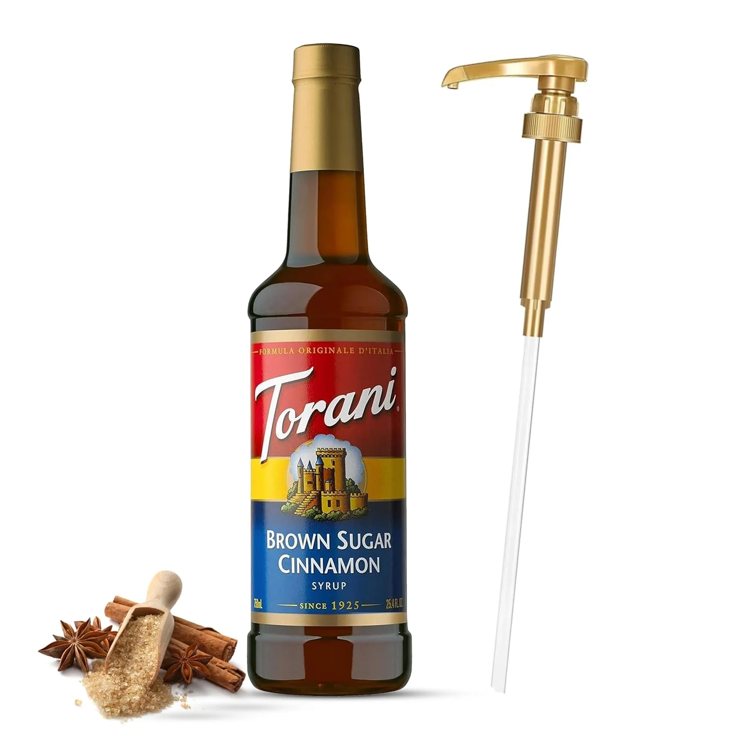 Powerful Jimoco® Syrup Pump Dispenser Torani® Brown Sugar Cinnamon Syrup 25.4 oz – Coffee Syrup Pump Flavoring Bundle Artisan
