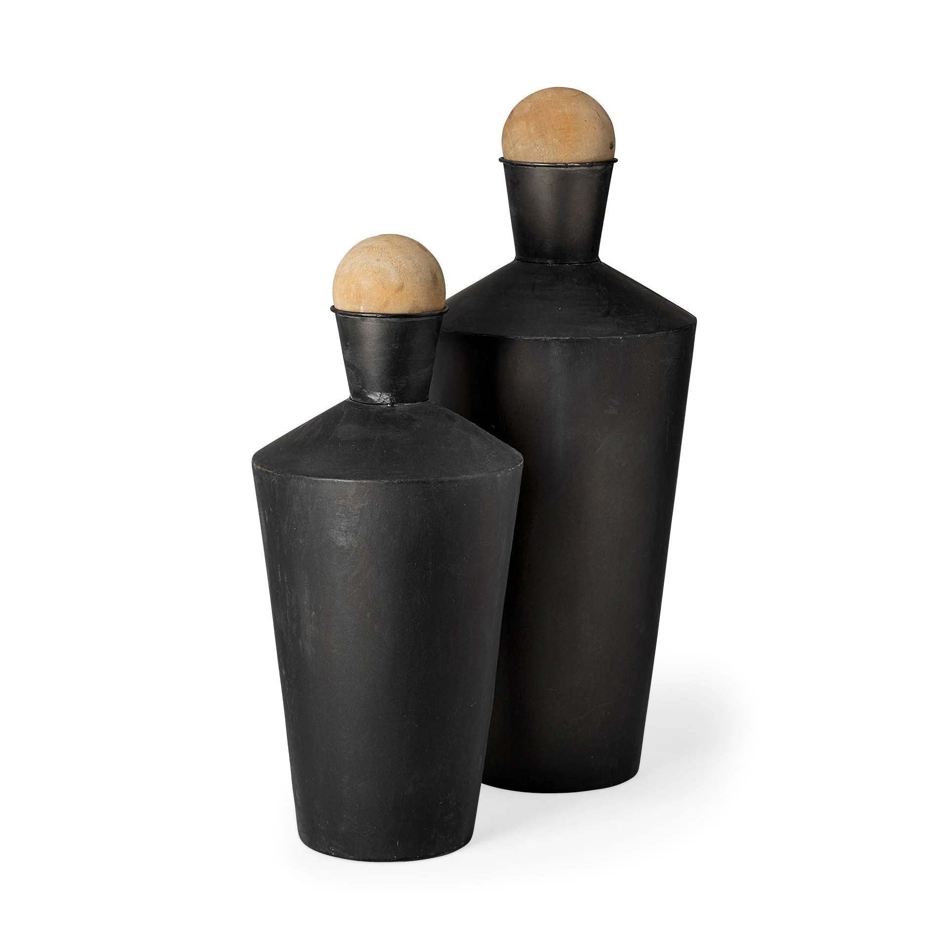 Specialty Asher Set of Two Black Metal Urns Trendy