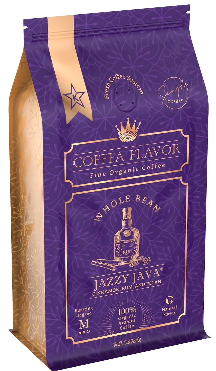 Stylish Organic Whole Bean Coffee Medium Roast 16oz – Jazzy Java Flavored Unique