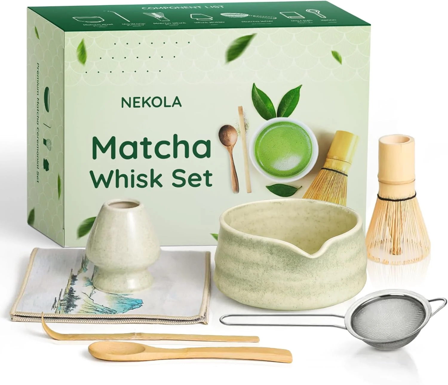 Effective Nekola Matcha Whisk Set 7Pcs Matcha Bowl Bamboo Whisk Whisk Holder Spoon Scoop Dependable