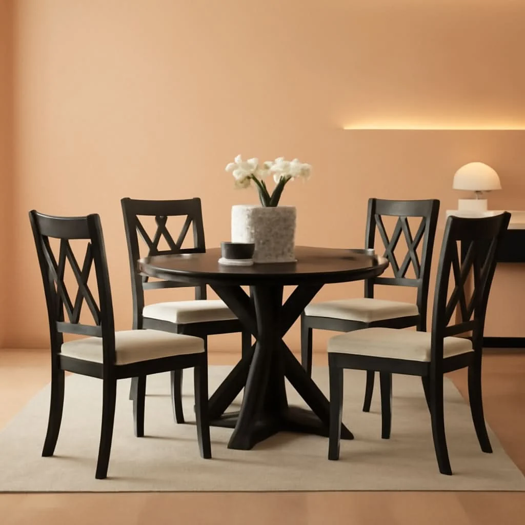 Carefully Designed Ebony Five Piece Cross Buck Timbercrafted Dining Set Durable