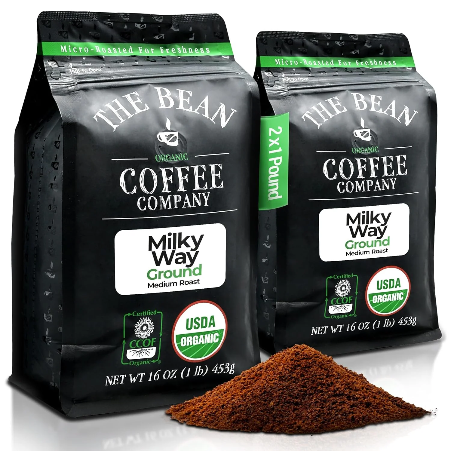 Convenient The Bean Organic Coffee Company Milky Way Medium Roast Ground Coffee 16-Ounce Bags Pack of 2 Café molido tostado orgánico Proven