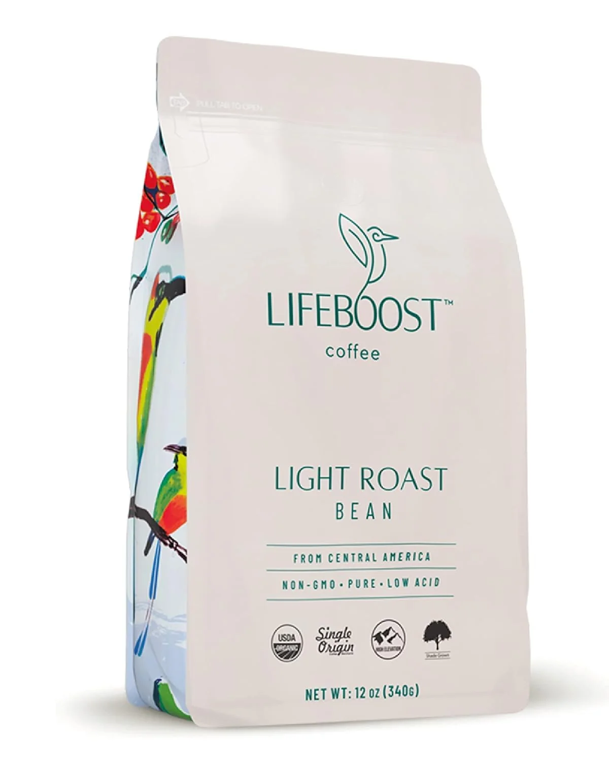 Verified Lifeboost Light Roast Whole Bean Coffee – Low Acid Organic Coffee Non-GMO USDA Organic Single Origin Third-Party Tested for Mycotoxins amp Pesticides – 12 oz Bag Expertly Made