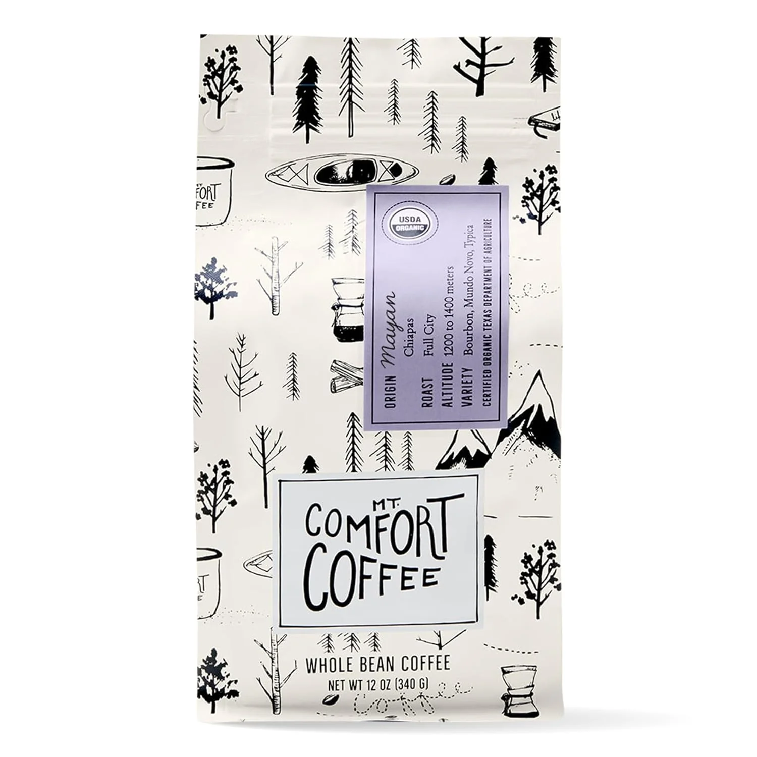 High-End Mt. Comfort Coffee Organic Mayan Whole Bean Coffee 12oz – Full City Roast with Nutty Chocolate Notes – Sustainably Sourced from Small Mexican Farms Authentic