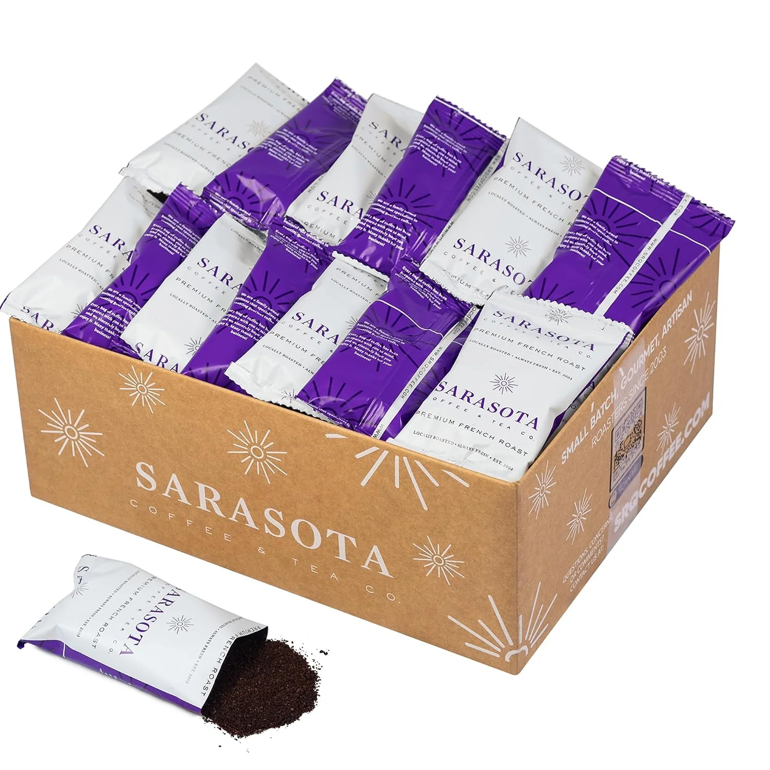 Specialty Coffee Packets – 2oz Dark Roast Coffee Packs European French Roast Ground Pre-Measured Single-Pot Brew Bags for 12 Cup Makers 36 Count Official