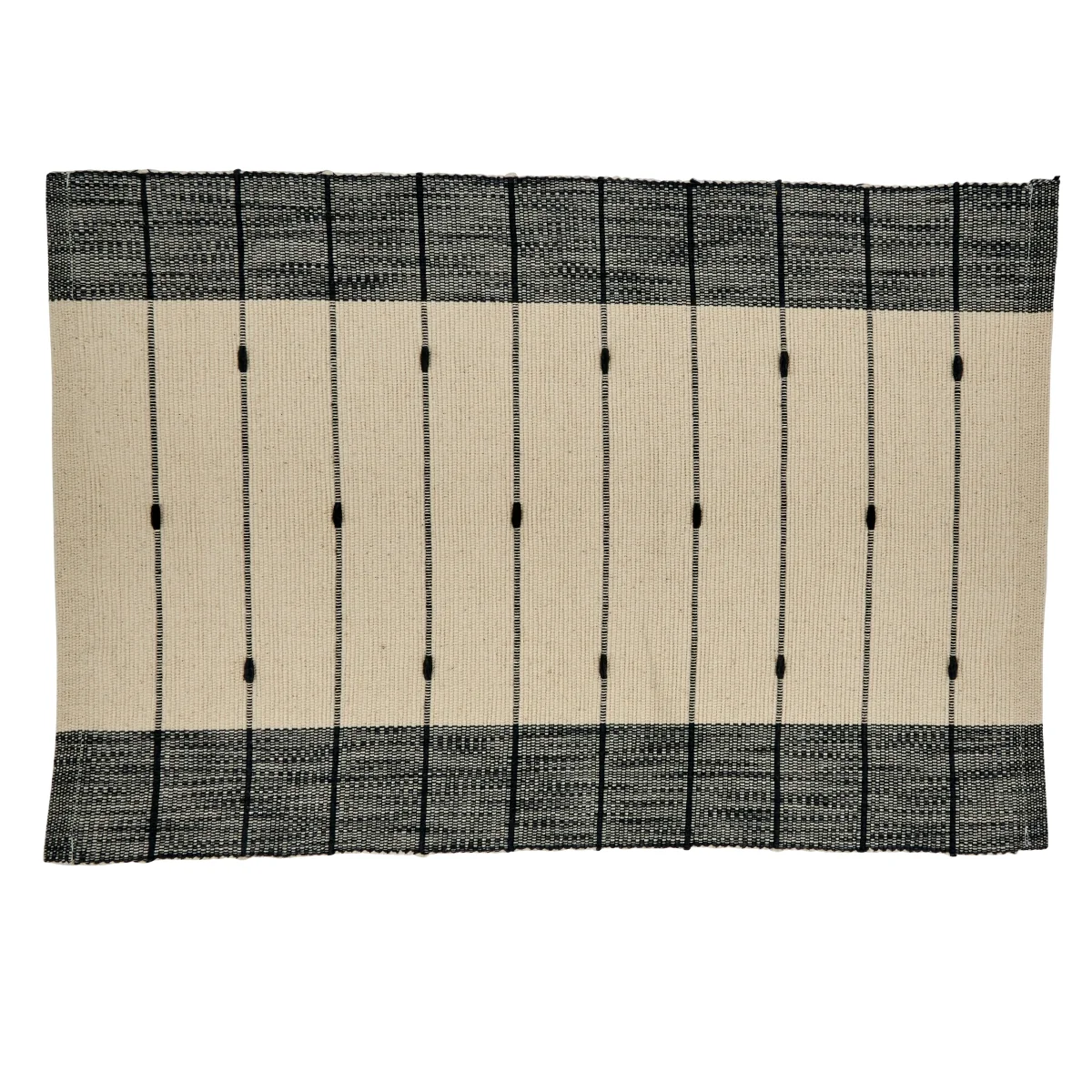 Natural Stripe Oblong Placemat Black White – Set Of 4 Enhanced