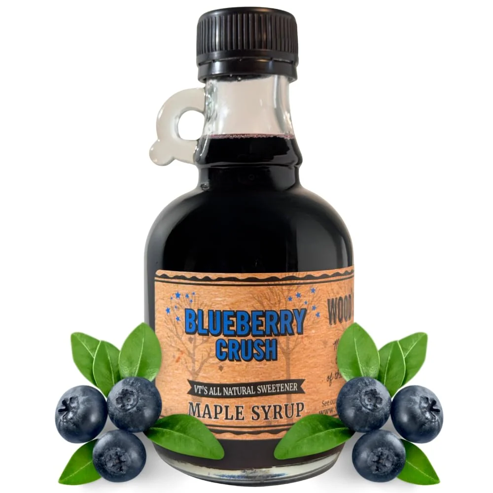 Healthy WOOD’S Blueberry Crush Maple Syrup – Small-Batch Vermont Maple Syrup Infused with Blueberry Flavor All-Natural Vegan Sweetener for Pancakes Desserts Cocktails amp Baking 8.45 Fl Oz 250mL Proven