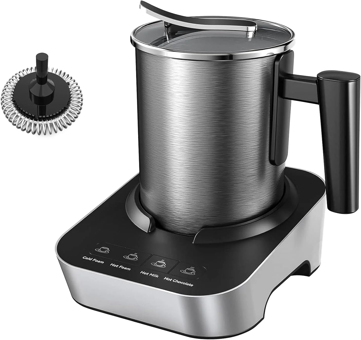 Reliable Electric Milk Frother and Steamer 4-in-1 with Stainless Steel Pitcher Cup 400ml 13.5oz Auto Shut-Off Dependable