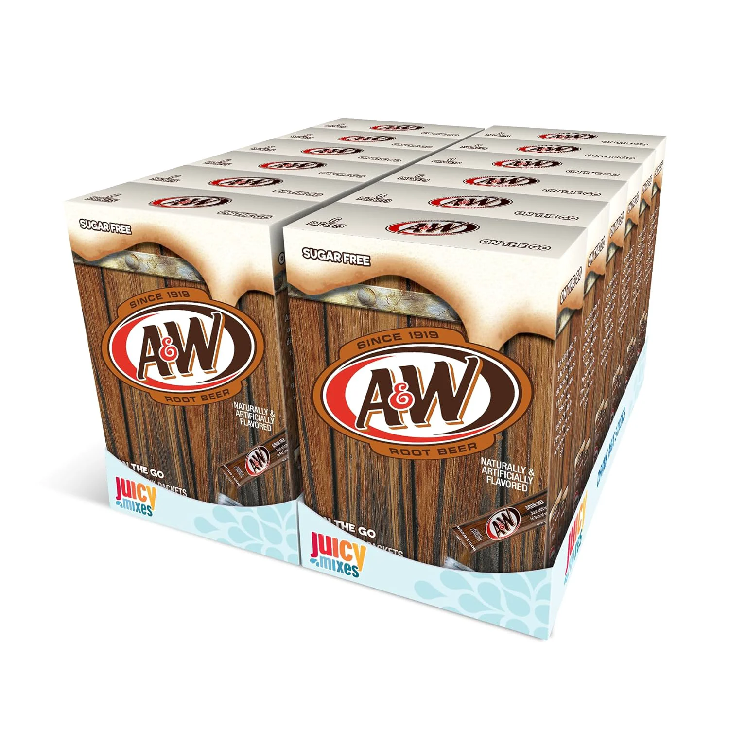 Secure A W Root Beer – Powder Drink Mix – 12 boxes 72 sticks – Sugar Delicious Makes 72 flavored water beverages Smart