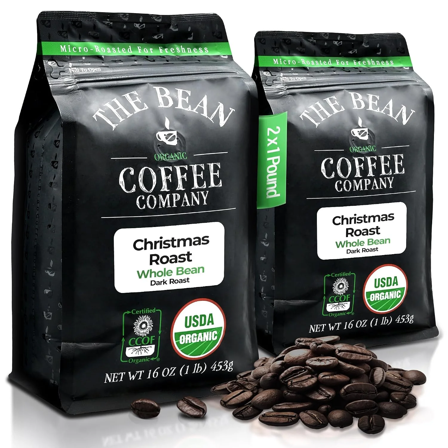 Smooth The Bean Organic Coffee Co. Christmas Roast Dark Whole Bean 2 x 1 lb A rich bold warming dark roast. Organic coffee beans. 2 x 1 lb. High-Grade