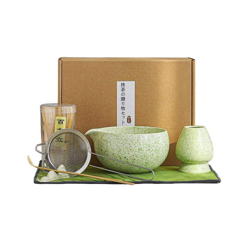 Long-Lasting Inmorven Matcha Whisk Set 7 Pcs Matcha Kit Includes Matcha Bowl Whisk Holder Bamboo Scoop Scoop Rest Sifter Tea Towell Artisan