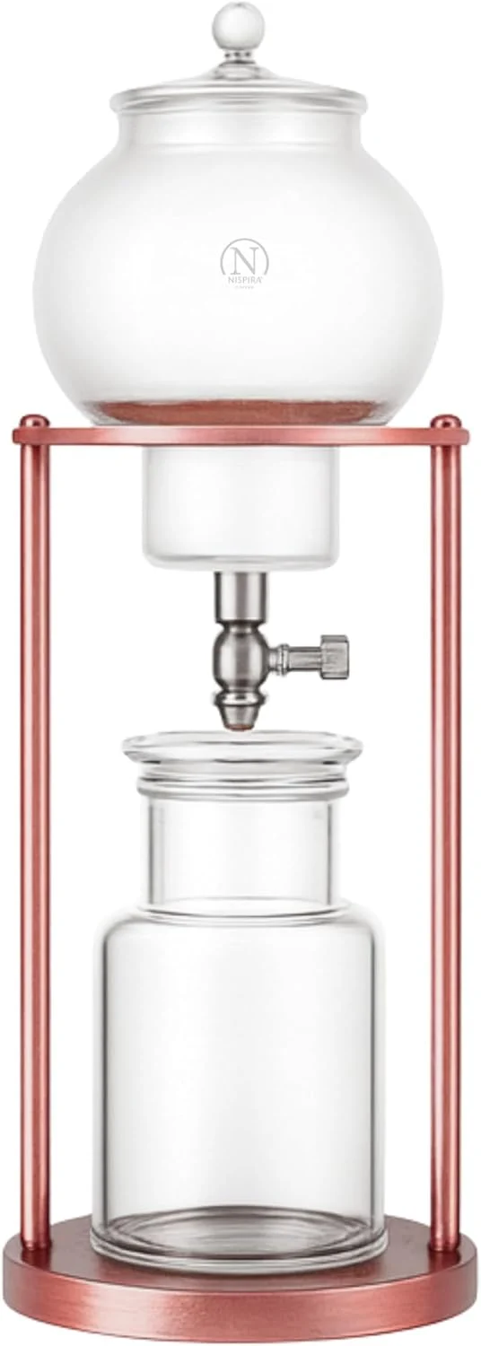 Convenient Nispira Luxury Ice Cold Brew Tower Dripper Coffee Maker 1000 ml Copper Color Easy-to-Use
